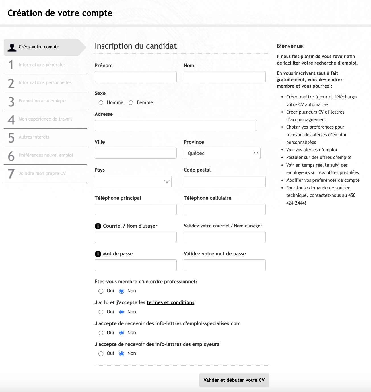 Remplir son CV automatisé sur emploisdanslesmines.com